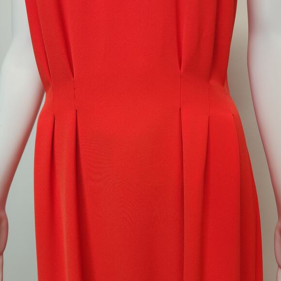 Lela Rose Stretch Crepe Halter Maxi Dress Size 8 Red Orange Couture Designer - Picture 6 of 16